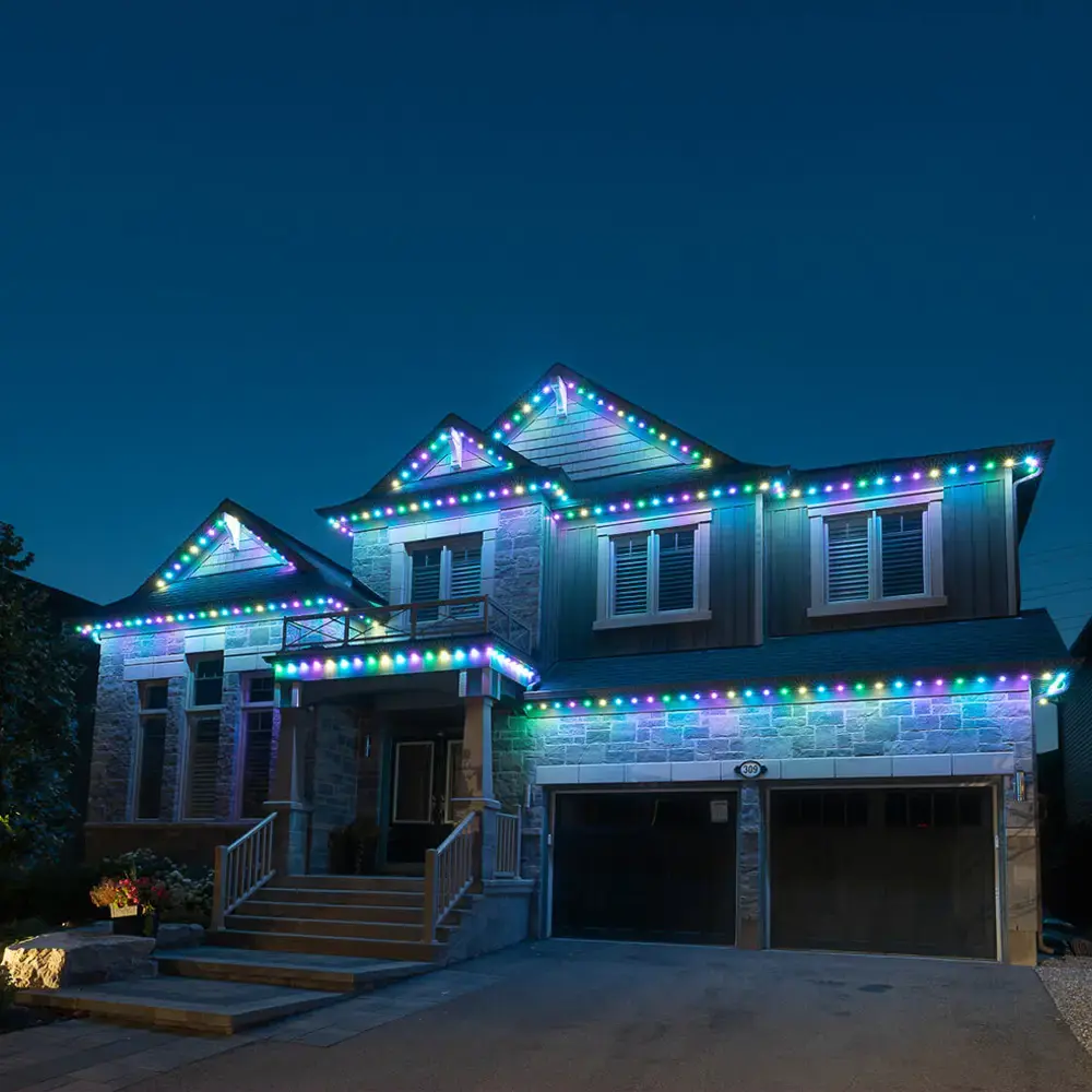 Full roofline lighting install